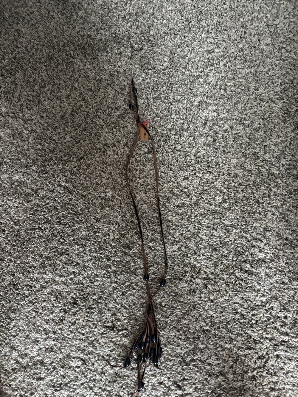 NATURAL LIFE Brown Tassel Lariat Necklace with Bead Accents